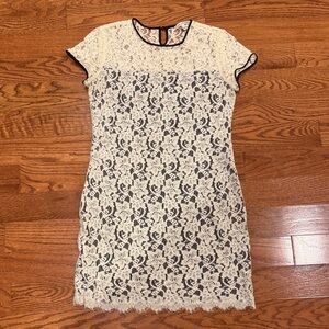 Diane Von Furstenberg DVF white and black lace overlay dress size 8